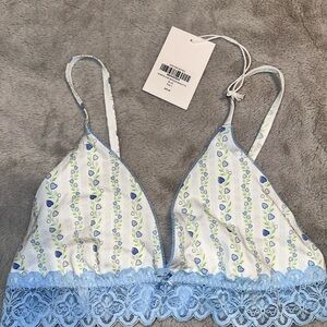 Roller rabbit Floral Lace Bralette with Blue Accents